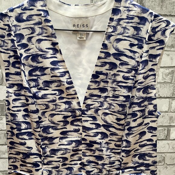 Reiss Blue and White Summer Dress with Pockets - Picture 2 of 11